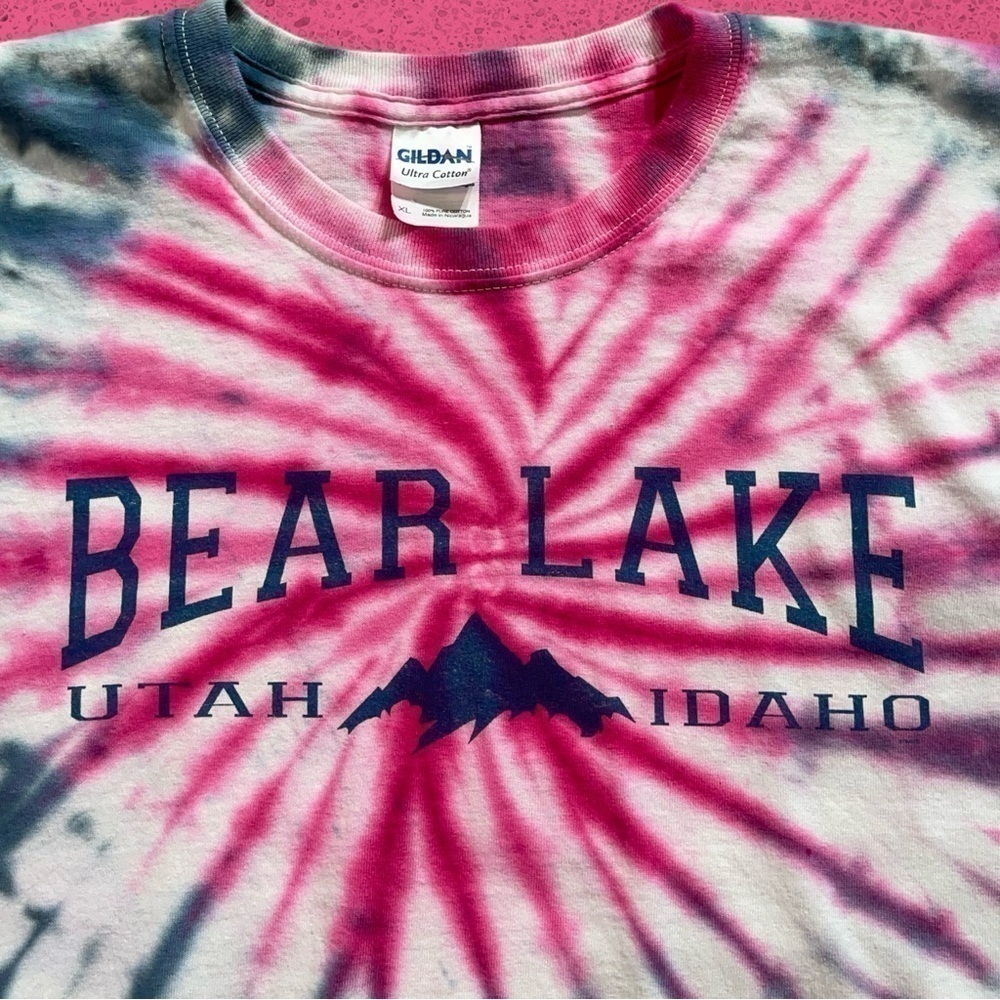 Custom handmade tourist tie dye t shirt dead head Utah Idaho bear lake XL gorp - Picture 2 of 6